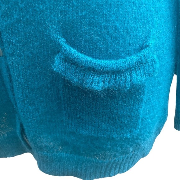 Boden Teal Mohair Blend  Knit V-Neck Cardigan Sweater - US Women's Size 10 - Picture 4 of 14